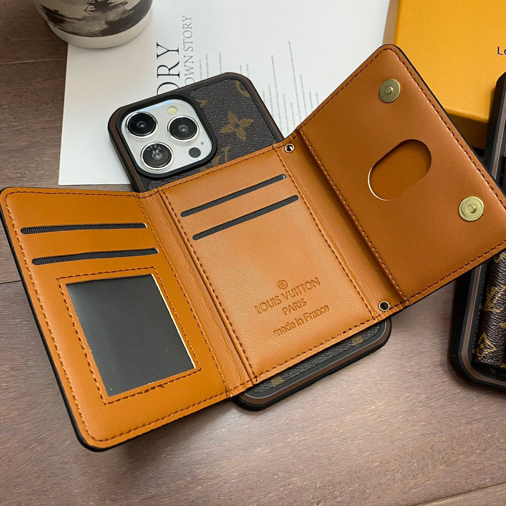 Lv Case Iphone 16 Pro Max Plus 15 14 13 12 Wallet Style