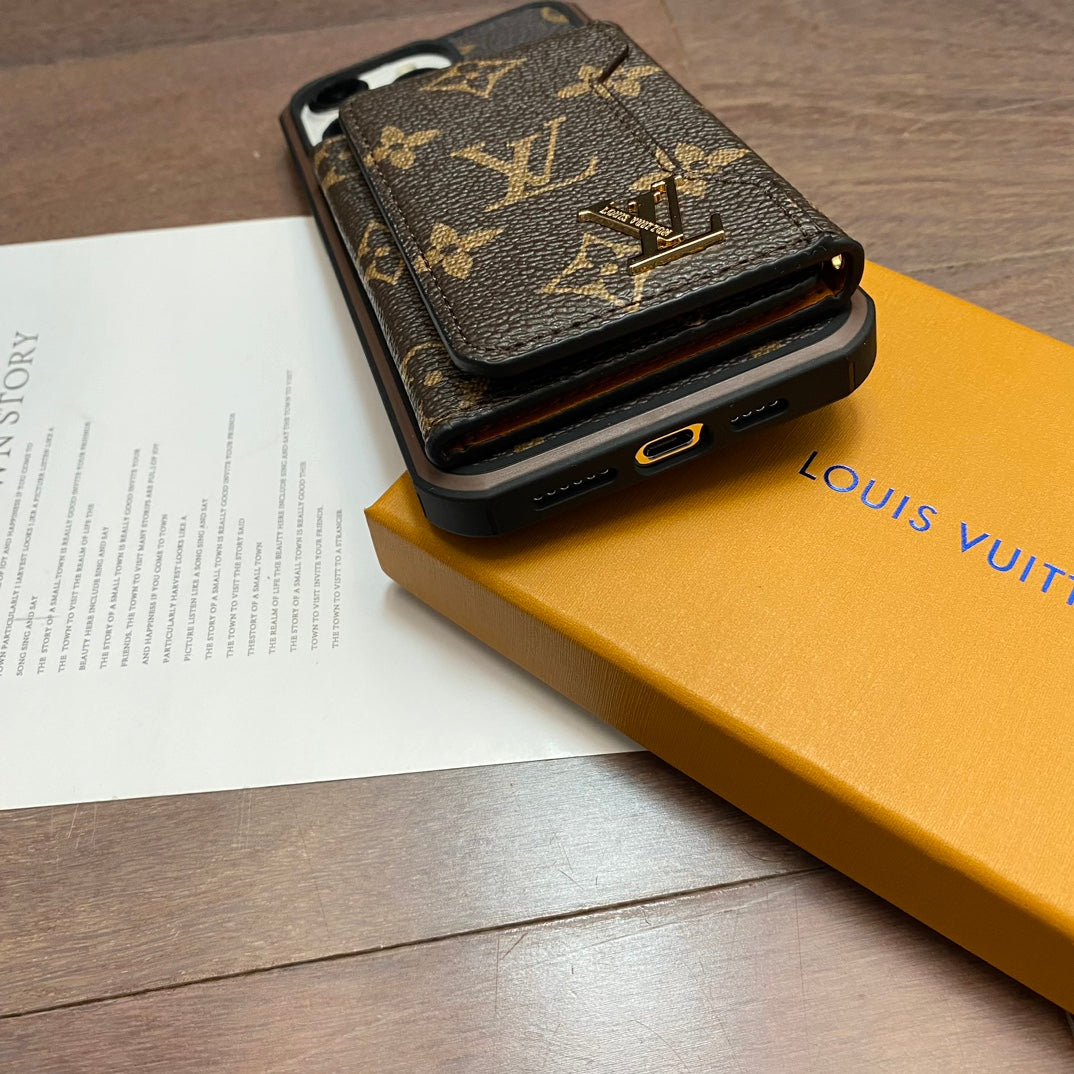 Lv Case Iphone 16 Pro Max Plus 15 14 13 12 Wallet Style