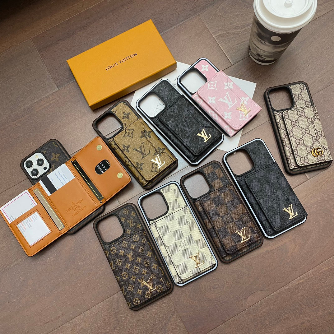 Lv Case Iphone 16 Pro Max Plus 15 14 13 12 Wallet Style