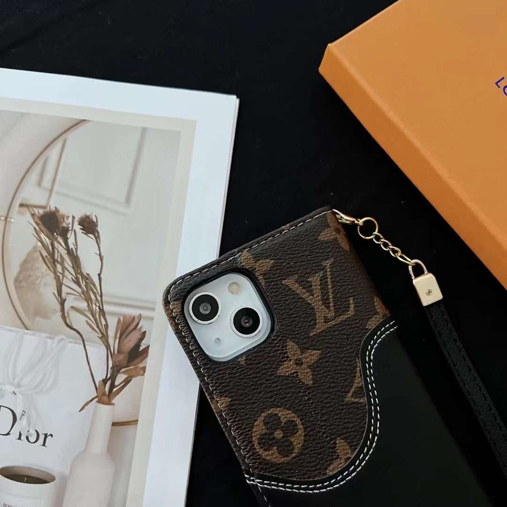 Lv Iphone Wallet Case Brown Black Leather Iphone X 11 12 13 14 15 16 Pro Max Plus