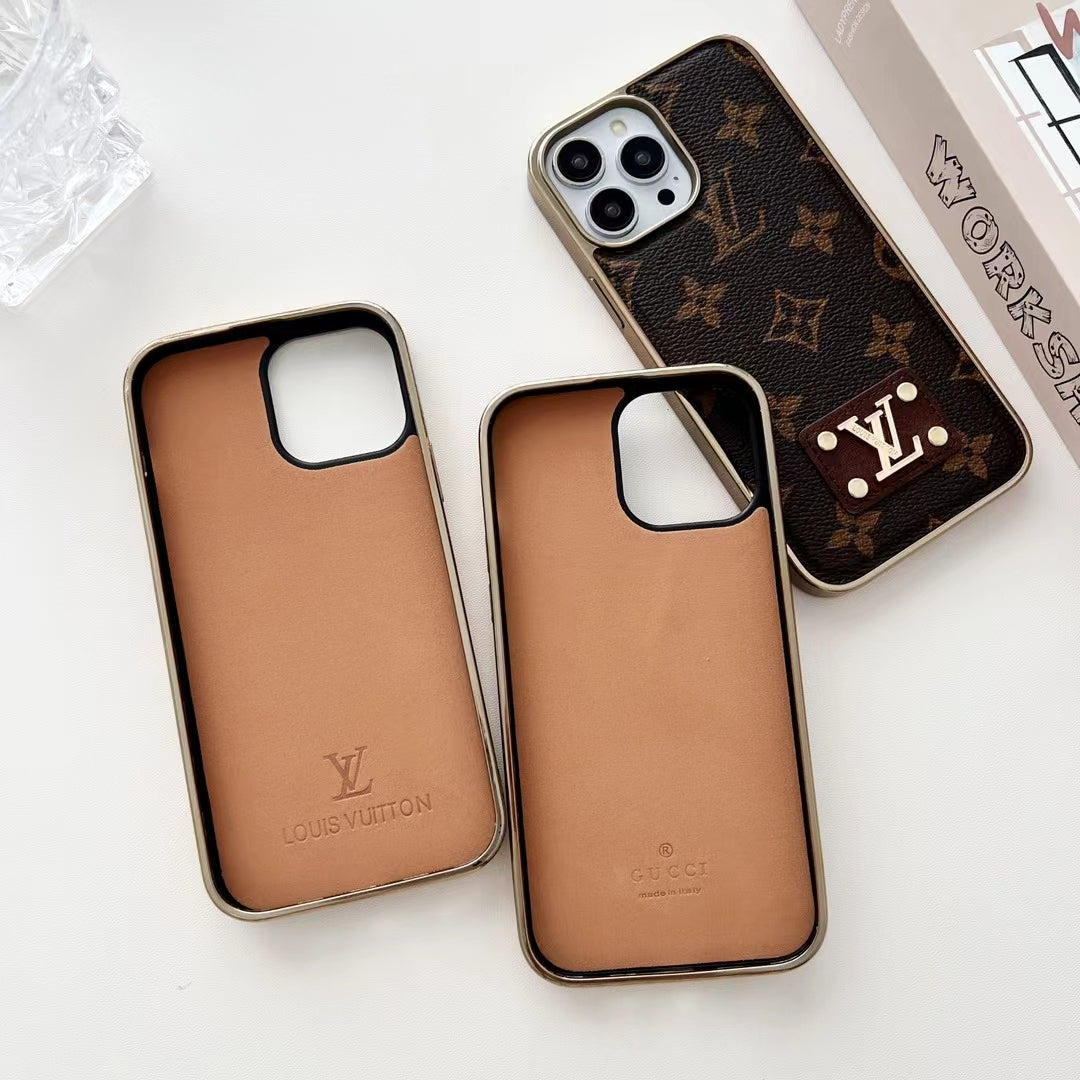 Fashion Iphone Case 16 15 14 13 12 11 Pro Max Plus Leather Design Electroplated
