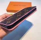 Lv Iphone 14 Wallet Case Pink Edge For Iphone 11 12 13 14 15 16 Pro Max Plus