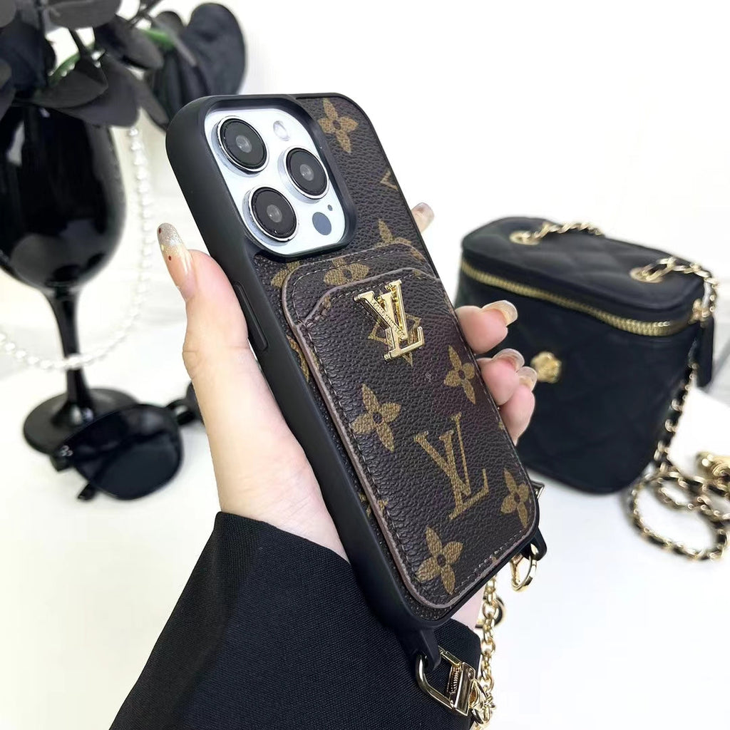 Lv Monogram Card Holder Case Wallet For Iphone 11 12 13 14 15 16 Pro Max Plus