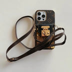 Lv Monogram Crossbody Phone Case For Iphone 11 12 13 14 15 16 Pro Max