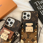 Lv Monogram Crossbody Phone Case For Iphone 11 12 13 14 15 16 Pro Max
