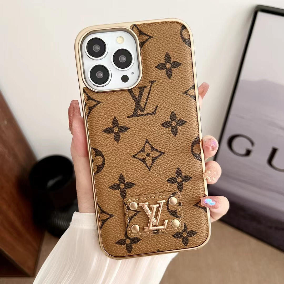 Fashion Iphone Case 16 15 14 13 12 11 Pro Max Plus Leather Design Electroplated